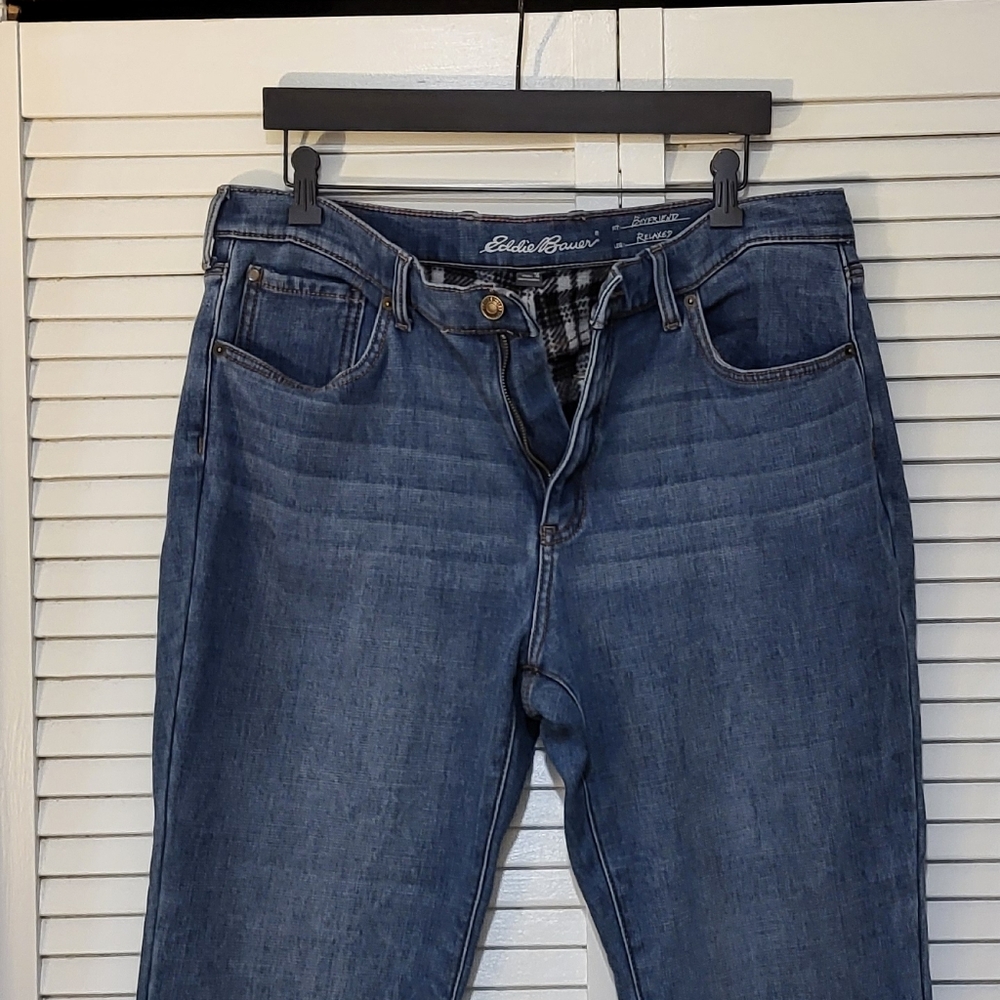 Eddie Bauer Women's Classic Straight Leg Denim, Flannel Lined